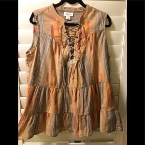 Style & Co V Neck Tie Top Sleeveless Shirt